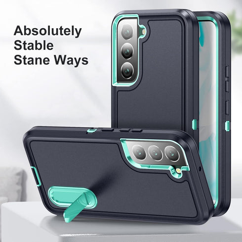BaHaHoues Case for Samsung Galaxy S22, Shockproof/Dustproof Military Grade Cover with Built-in Kickstand, Dark