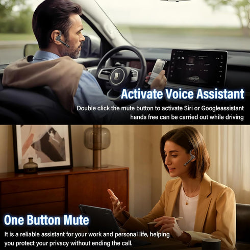 VOTAZIB Headset 8.0/ENC 90H Bluetooth with APTX HD Audio, Wireless Hands-Free Earpiece with CVC Dual Mic, Mute Button