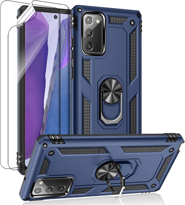 Samsung Galaxy Note 20 Case - Note20 5G Case with HD Screen Protectors, Military-Grade Metal Ring Holder Kickstand