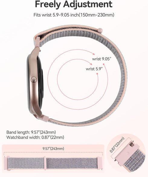 Parsonver 22mm Watch Bands for Samsung Galaxy Watch 3, Gear S3 Frontier/Classic, 2 Pack Nylon Straps