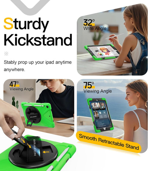 BRAECN Protective Shock-Proof Silicone Case for iPad 6th/5th Generation, Built-in Pencil Holder, 360 Degree Rotating