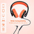 Shop rockpapa Comfort+ Kids Over-Ear Headphones, Wired with Microphone & Volume Control for School, Black/Orange.
