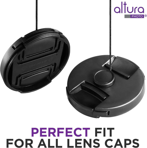 Altura Photo 5 Pcs Lens Cap Keeper - Camera Lens Cap Leash for DSLR & Mirrorless Lenses - Tether/Lens Holder for Canon,