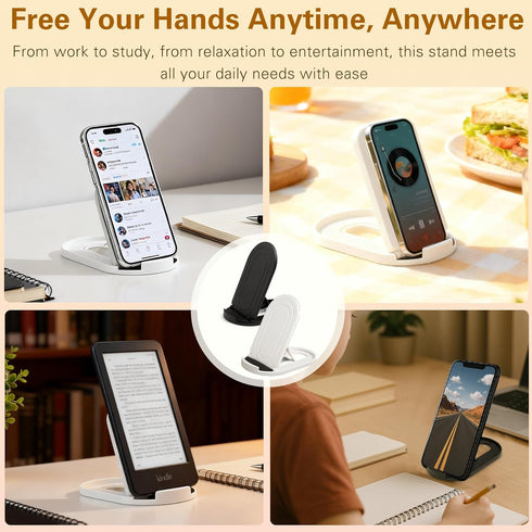 Attkryy 6-Pack Portable Phone & Tablet Stand(Black&White), Foldable Multi-Angle Desk Holders, Adjustable Universal