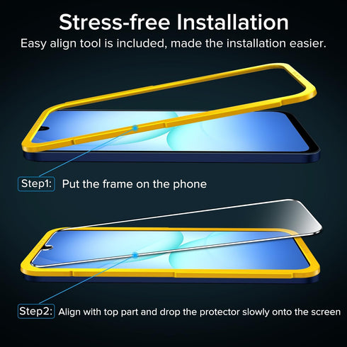 A17 5G/Galaxy A16 5G, 6.7-inch, 2-Pack ivoler Screen Protector for Samsung Galaxy Tempered Glass Film, Alignment Frame