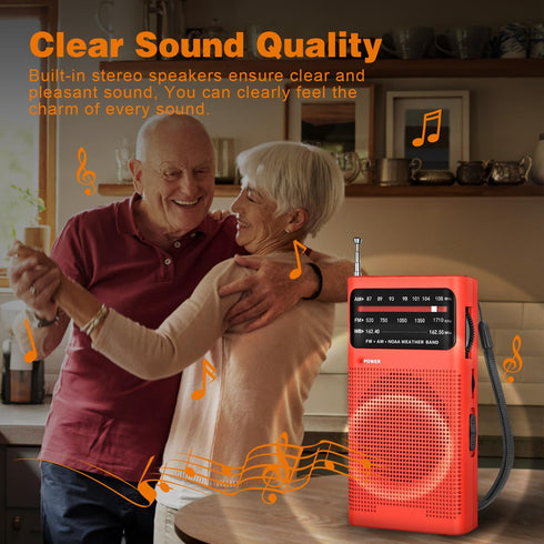 Goodes NOAA Weather Radio AM FM, Portable Radio with Loud Speaker, Headphone Jack, Battery Operated