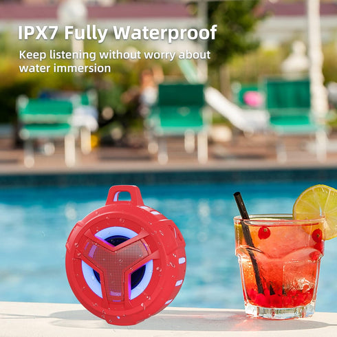 EBODA Bluetooth Shower Speaker, Waterproof IPX7 Portable with True Wireless Stereo, 2000mAh LED Light for Shower, Pool,