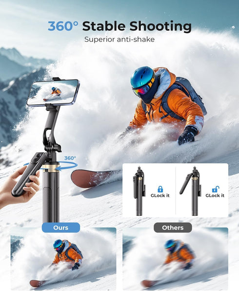 Fuloview 72" Phone Tripod, Tripod for iPhone with Wireless Remote Control, Portable Selfie Stick for iPhone, Live