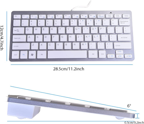 2021 Upgraded PC Computer Laptop Mini USB Wired Keyboard, 78 Scissor Keys, Compact Multimedia Keyboard (Silver)