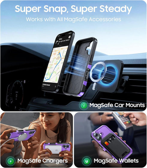 DEVISELOVE 17 iPhone17 6.3", Magnetic for iPhone Case Military-Grade Dual-Layer Shockproof, Heavy Duty Rugged