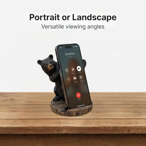5" The Bridge Collection Black Bear Cellphone Stand - Black Bear Decor for Cabin, Mountain, Camping Decor for Home