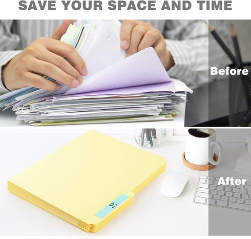 Lineco Archival Legal Size File Folders, Organize Important Documents, 9.5" x 14.75" with 1/2-Cut Tab
