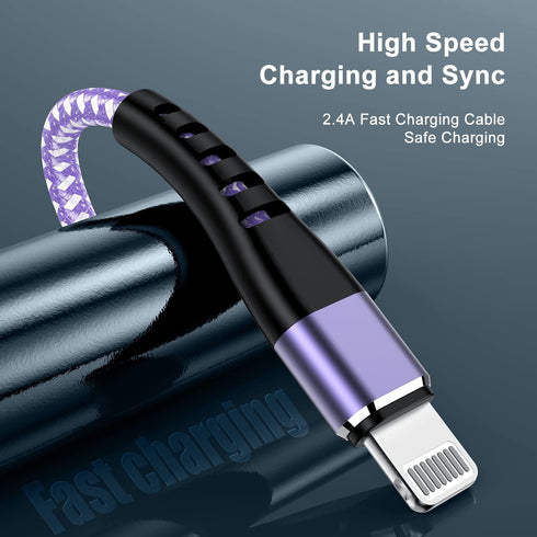 Essri for iPhone Charger Cord 3FT 2Pack, MFI Certified USB to Lightning Cable, Nylon Braided Long Charging Cable for