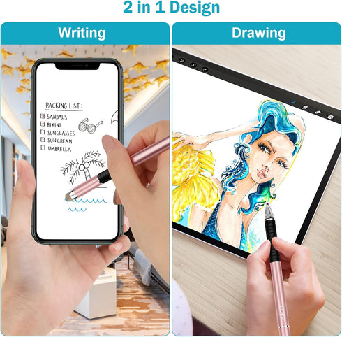 Stylus Pen 2 in 1 Fine Point & Mesh Tip for Touch Screen - Compatible for Tablet and Cellphone, 1Pc Blue