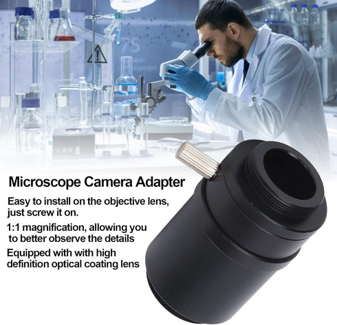 1X C Mount Adapter Lens, Alloy CTV Microscope Lens Camera Interface Adapters for Simul Focal Trinocular Stereo Microscope