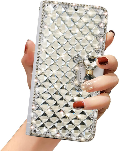 Omio Luxury Glitter Bling Diamond Card Holder Case for iPhone 11, Shiny Rhinestone Crystal Bowknot Shockproof