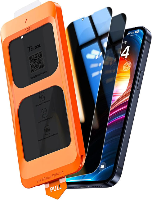 TOCOL for iPhone 14 Privacy Screen Protector, True 25° Anti Spy, 9H+ Hardness Tempered Glass, Easy Installation