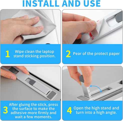 vovotou 10-17 Riser for Desk,Pop up Laptop Stand,Adjustable Height Self-Adhesive Portable Laptop Stand with Feet