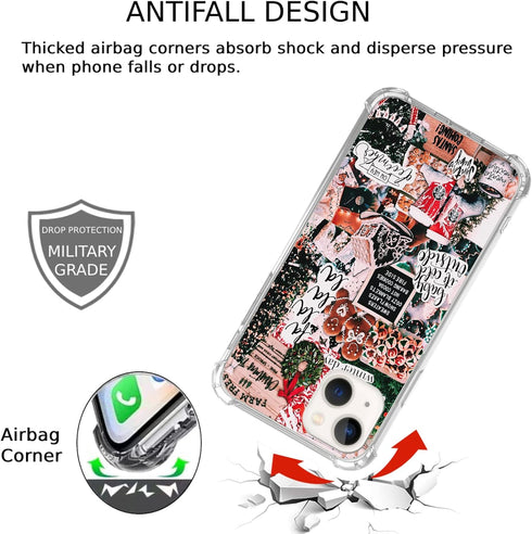 iPhone 15 Christmas Aesthetic Case, Trendy Winter Holiday TPU Bumper Cover, Festive Design for iPhone 15.