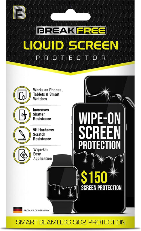 BREAK FREE Liquid Glass Screen Protector | Universal Fit for Phones, Tablets & Smart Watches | $150 Coverage, Scratch &