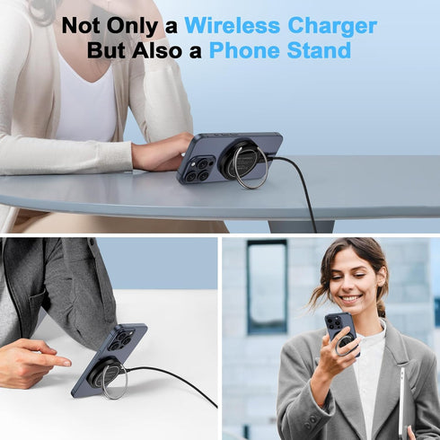 Magnetic Wireless Charger Stand MagSafe Pad for iPhone 15 14 13 12 Pro Max Plus SE, 15W Fast Charging Station for