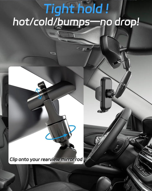 Oceavity 2026 360 Upgraded Rear View Mirror Phone Holders for Your Car, Multi-Directional Dual Rotatable Adjustment