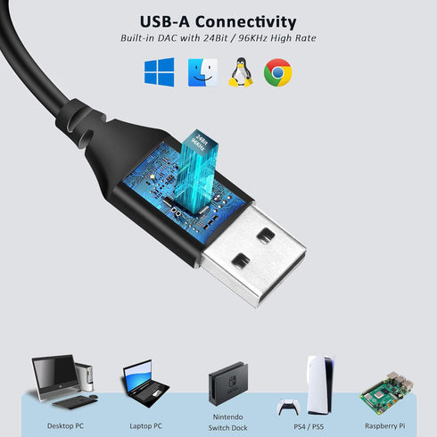 Single-Side Earbud with Boom Mic, USB-A Plug for PC, Mac, Laptop, PS4, PS5 & Call Center, Ideal for Conference, Gaming,