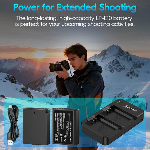 A Artman LP-E10 2-Pack 1600mAh E10 T7 T6 T5 T3 T100, X50 X70 X80 X90, 1100D 1200D 1300D 1500D 2000D 3000D 4000D Artman