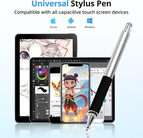 GUUGEI (4Pack,2 1 Capacitive Stylus Pen in Precision Series), Fibre Tips Universal Touch Screens Stylist, Fine Point
