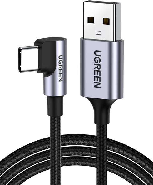 UGREEN 6.6FT Right Angle USB C Cable, USB A to USB C, 90 Degree Type C for iPhone 15, Galaxy S24, iPad Mini 6, Pixel 8.