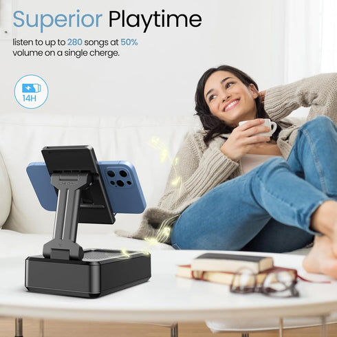 Gifts for Men Foldable Cellphone Stand with Bluetooth Speaker, Wireless Speaker with Phone Holder, Birthday Gift Idea