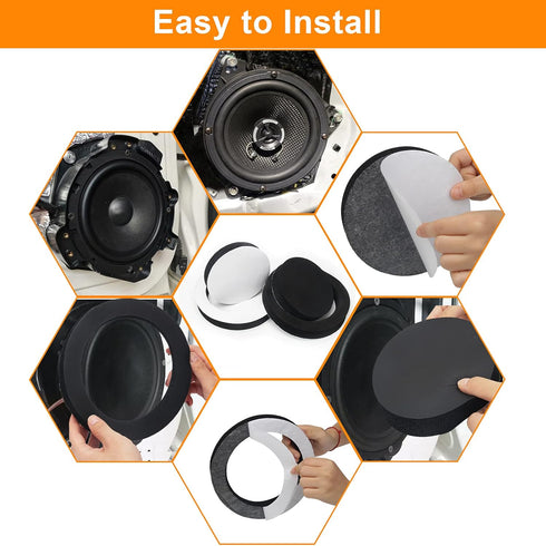 AngleKai 6.5" Foam Speaker Enhancer, 4Pcs Self Adhesive Fast Rings for Car Door Speaker