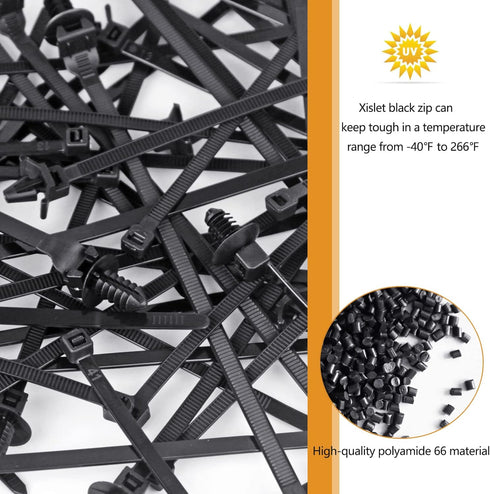 Xislet 160Pcs Universal Push Mount Cable Zip Tie, Compatible with Cars, Boat, Trailer, Nylon Self Locking Cable Strap