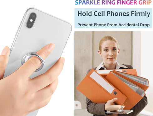 Glitter Bling Bling Phone Ring Holder, Sparkle Phone Ring Kickstand, Cell Phone Finger Ring Grip for Almost All