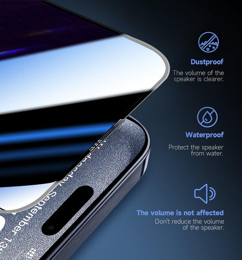 MAGIC JOHN 2 Pack for iPhone 15 Pro (6.1 inch) Privacy Glass Screen Protector, Anti-spy Tempered Glass Film, Bubble Free