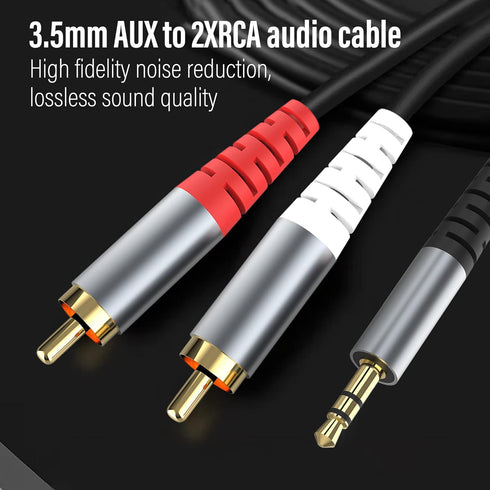 RCA to 3.5mm AUX Cable (1M/3.3Feet) - 3.5mm 1/8 to RCA 2-Male Headphone Jack Adapter for Speakers