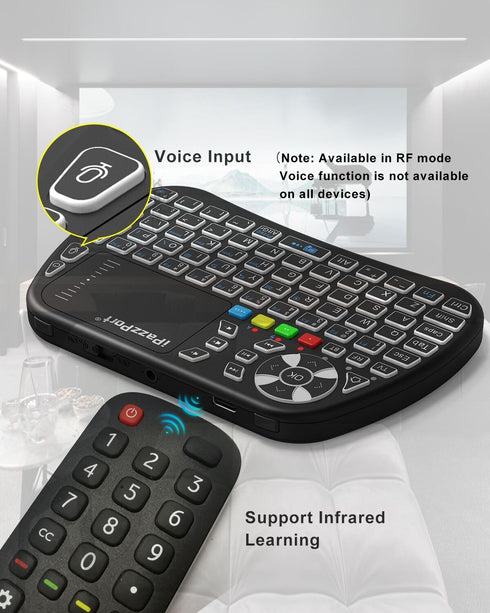 iPazzPort Bluetooth Mini Keyboard with Touchpad, 2.4G Mini Wireless Keyboard and Mouse, RGB Backlit