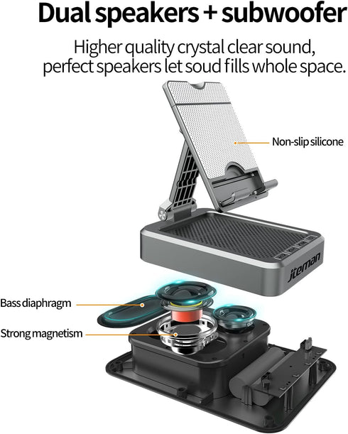 Jteman Wireless Bluetooth Speaker Tablet Stand, Adjustable with Bluetooth Speakers, Gifts for Women Men