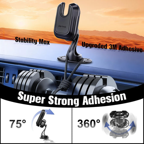 pop-tech Car Phone Mount for Pop Socket: Strong Adhesive Cell Phone Holder for Automobile Dashboard - Adjustable Dash