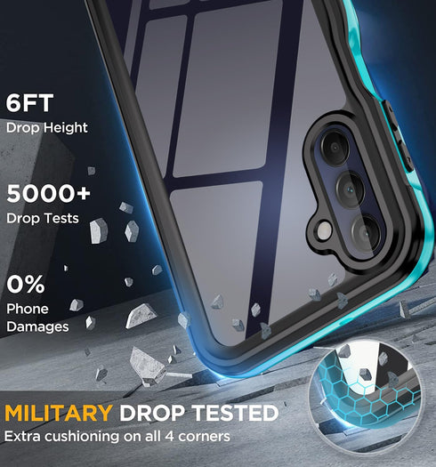 Waterproof Case for Samsung Galaxy A15 5G, Built-in Screen Protector, 360° Full Body Shockproof Heavy Duty Case, Teal