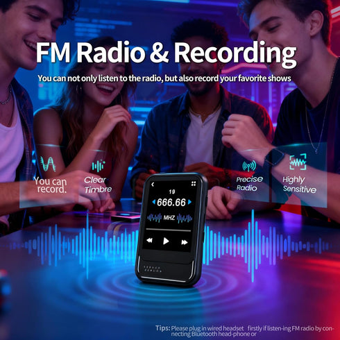 Resvocal MP3 MP3 512GB Player with Bluetooth,Mini Player with Speaker,Built-in Micro SD Card Slot,Portable Music Player