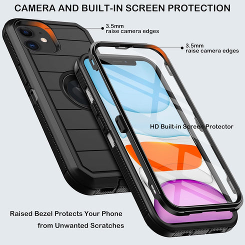 KECAI 11 11 for iPhone Case with Belt Clip Holster,Built-in Screen Protector,Heavy Duty Shockproof Drop Protection