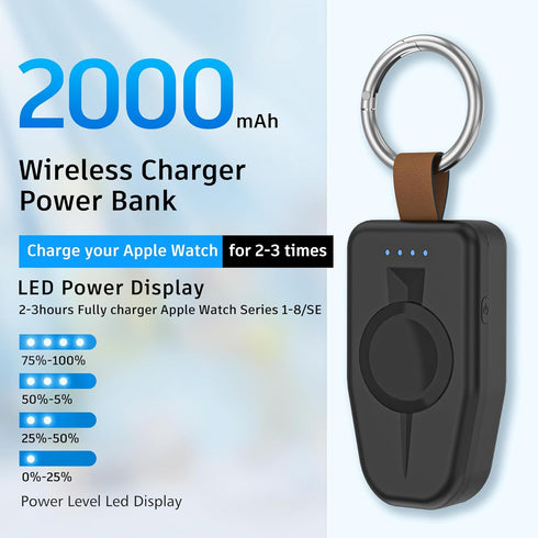 Portable Charger for Apple Watch, 2000mAh Power Bank with Magnetic iWatch Charger, Travel Essentials for Apple Watch
