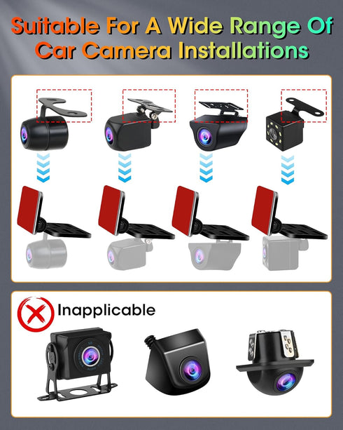 Rear Camera Holder for Dash Cam, Strong Adhesive Rearview Camera Bracket, 180° Adjustment for SUV, Truck