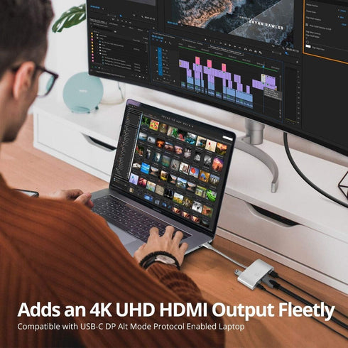 SIIG USB-C Hub with 4K 30hz HDMI, 85W Laptop Charging, 3X USB 3.1 Gen 1 Type A Ports