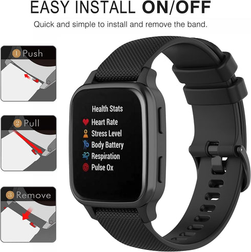 Band for Garmin Venu Sq 2/Music, Soft Silicone Replacement Watch Band for Garmin Venu 2 Plus (No Tracker)