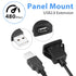 YACSEJAO USB Square Flush Mount Cable USB 2.0 Single Port Dashboard Panel Dash Mount Extension Cable with Buckle for Car Motorcycle Boat, 1m