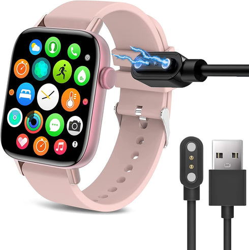 Compatible for PJYUBVOR Smart Watch Charger, 2 Pin Magnetic USB Replacement Charging Compatible for SOUYIE PJYUBVOR LOJUSIMEH T49/FTTMWTAG T49 1.9/Choiknbo T49 1.95'' Watch (2 Pack-Black+Black) by Lamshaw