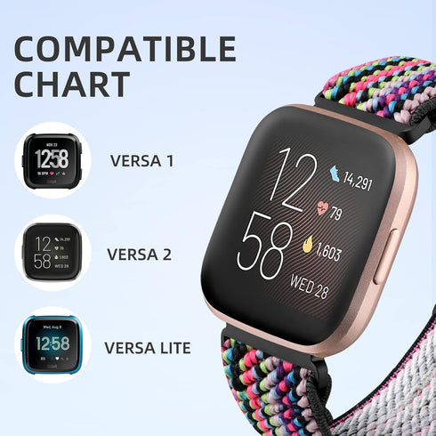 Witzon Elastic Bands for Fitbit Versa 2 / Versa / Lite, Soft Loop Nylon Fabric Replacement Straps, Colorful