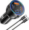 65W 4-Port USB C Car Charger Fast Charging, iPhone 15/15 Pro Max Adapter with 6FT USB C to C Cable